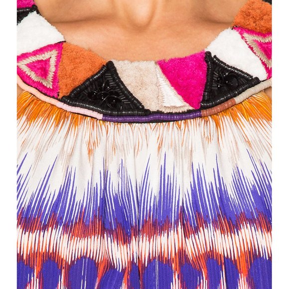 Trina Turk New DRESS Silk 3D Embellished Beaded Neck Print NWT - Picture 3 of 8